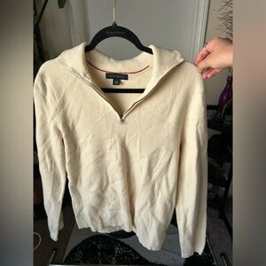 Banana Republic Pastel Yellow Zip Collar Sweater